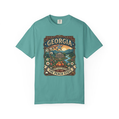 Georgia State Souvenir T-Shirt — State Symbols & Landmarks Tee
