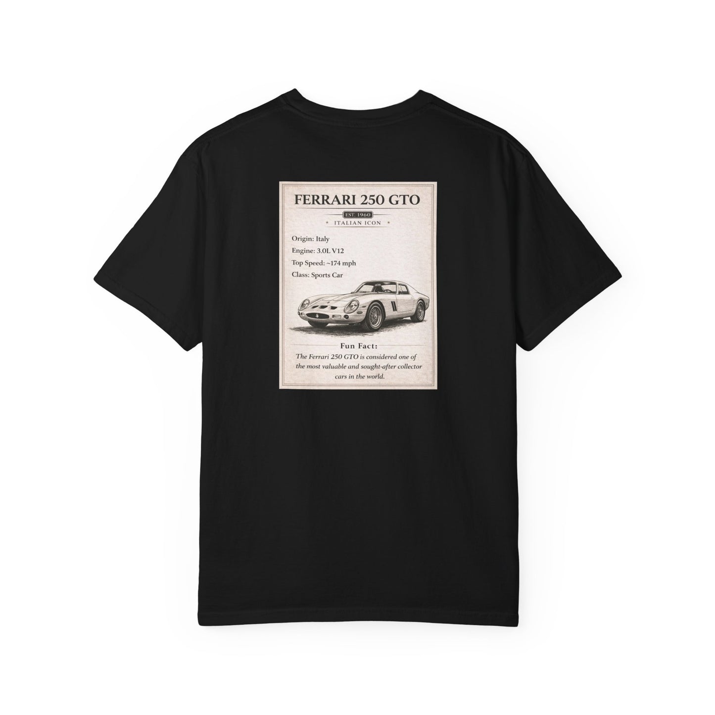 1960 Ferrari 250 GTO Vintage Car Club T-shirt | Classic Sports Car Tee