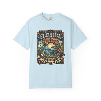 Florida State Outline Tee — 'State of Florida' with Crocodile Graphic