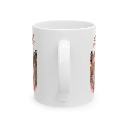 Seoul Korean Girl Ceramic Mug — Cute Korean Girl in Traditional Hanok Scene (11oz & 15oz)