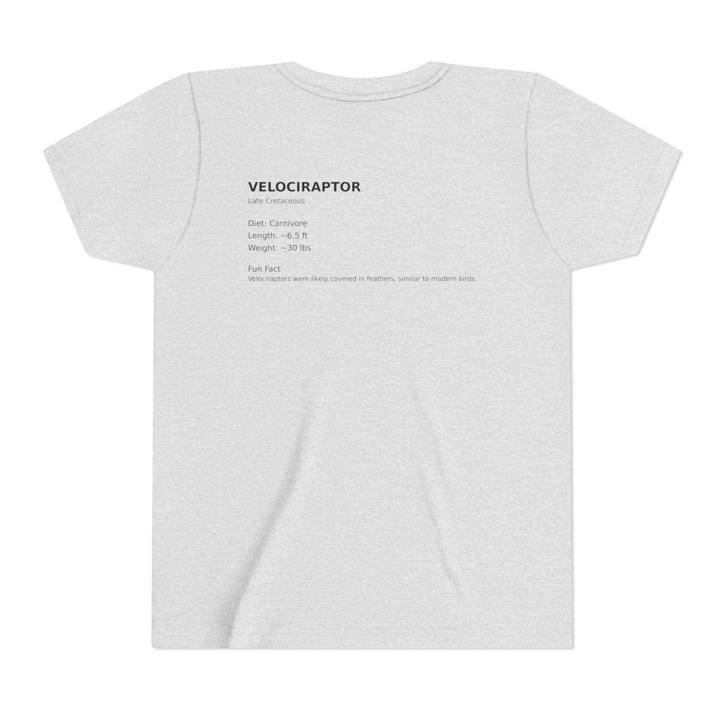 Velociraptor educational youth t-shirt