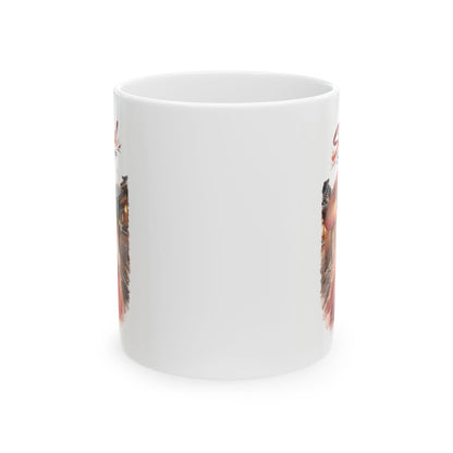 Seoul Korean Girl Ceramic Mug — Cute Korean Girl in Traditional Hanok Scene (11oz & 15oz)