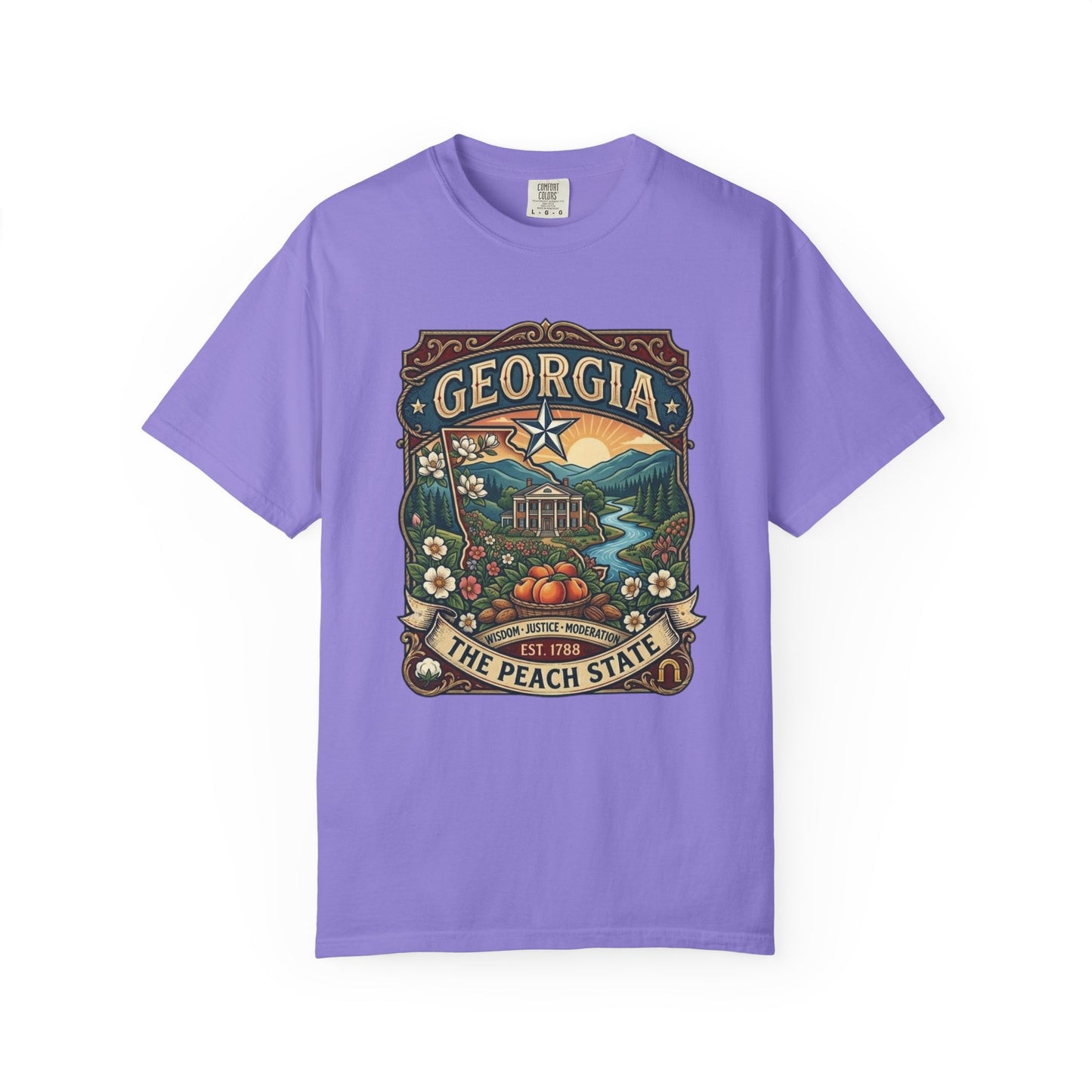 Georgia State Souvenir T-Shirt — State Symbols & Landmarks Tee