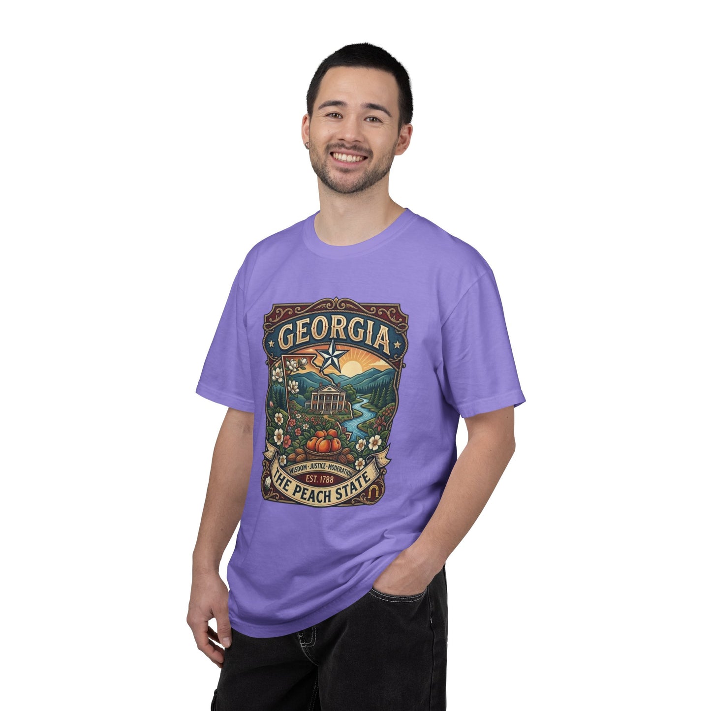 Georgia State Souvenir T-Shirt — State Symbols & Landmarks Tee