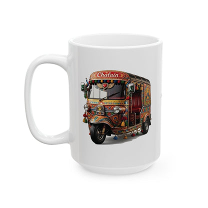 Pakistani Truck Art Rickshaw Ceramic Mug — Colorful 11oz & 15oz Coffee Cup