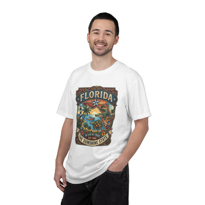 Florida State Outline Tee — 'State of Florida' with Crocodile Graphic