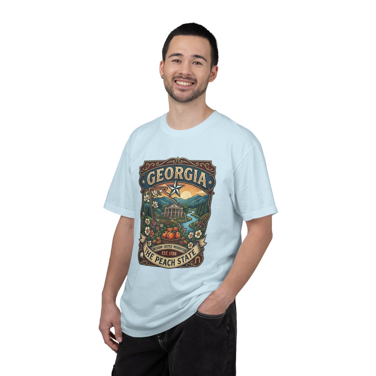 Georgia State Souvenir T-Shirt — State Symbols & Landmarks Tee