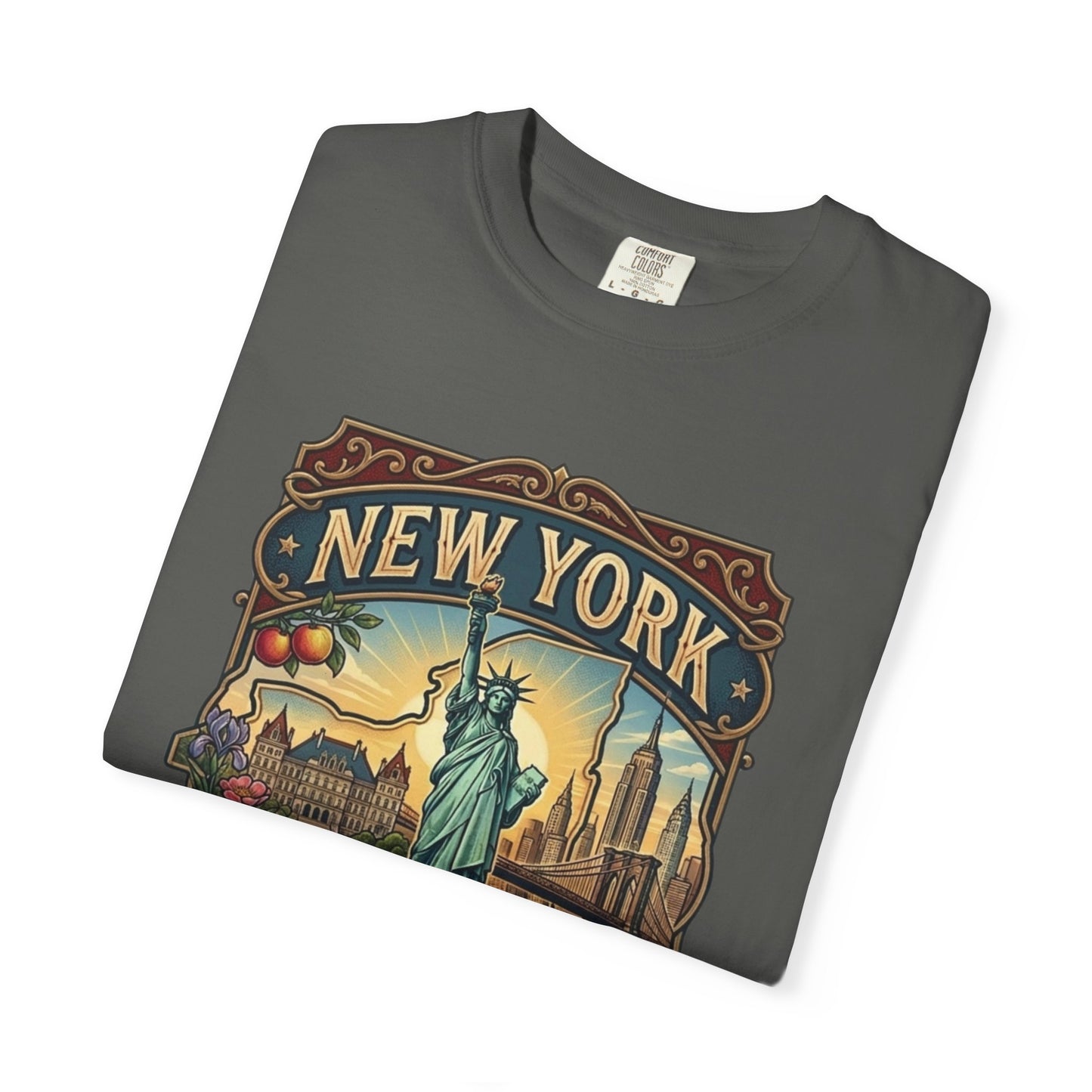 New York Skyline Tee with Statue of Liberty — NYC Empire State T-shirt