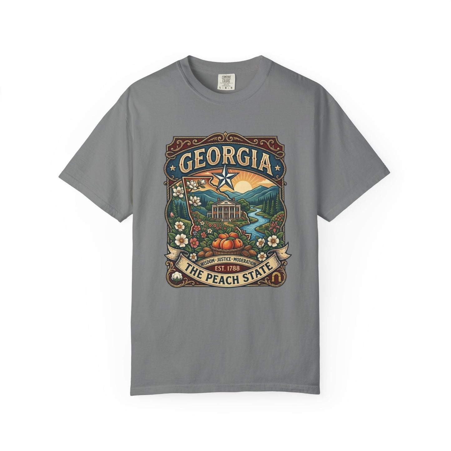 Georgia State Souvenir T-Shirt — State Symbols & Landmarks Tee