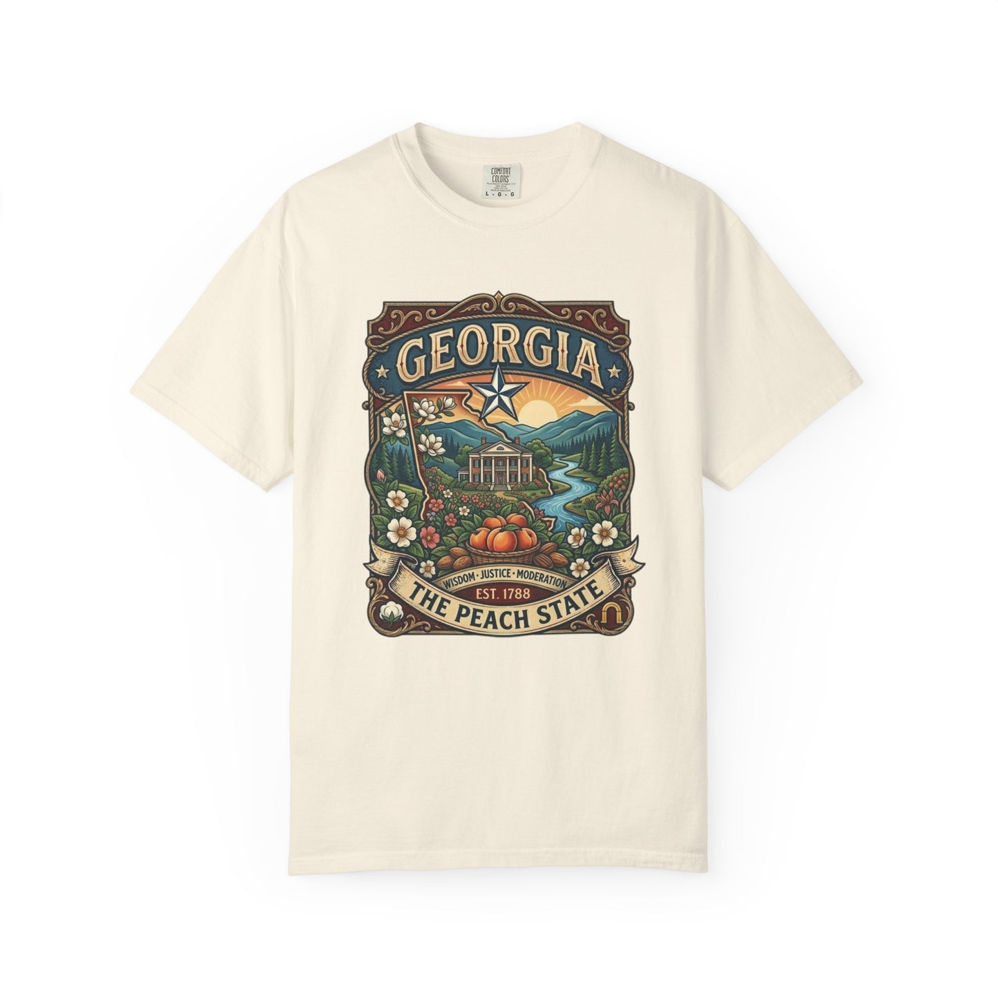 Georgia State Souvenir T-Shirt — State Symbols & Landmarks Tee