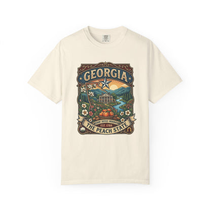Georgia State Souvenir T-Shirt — State Symbols & Landmarks Tee