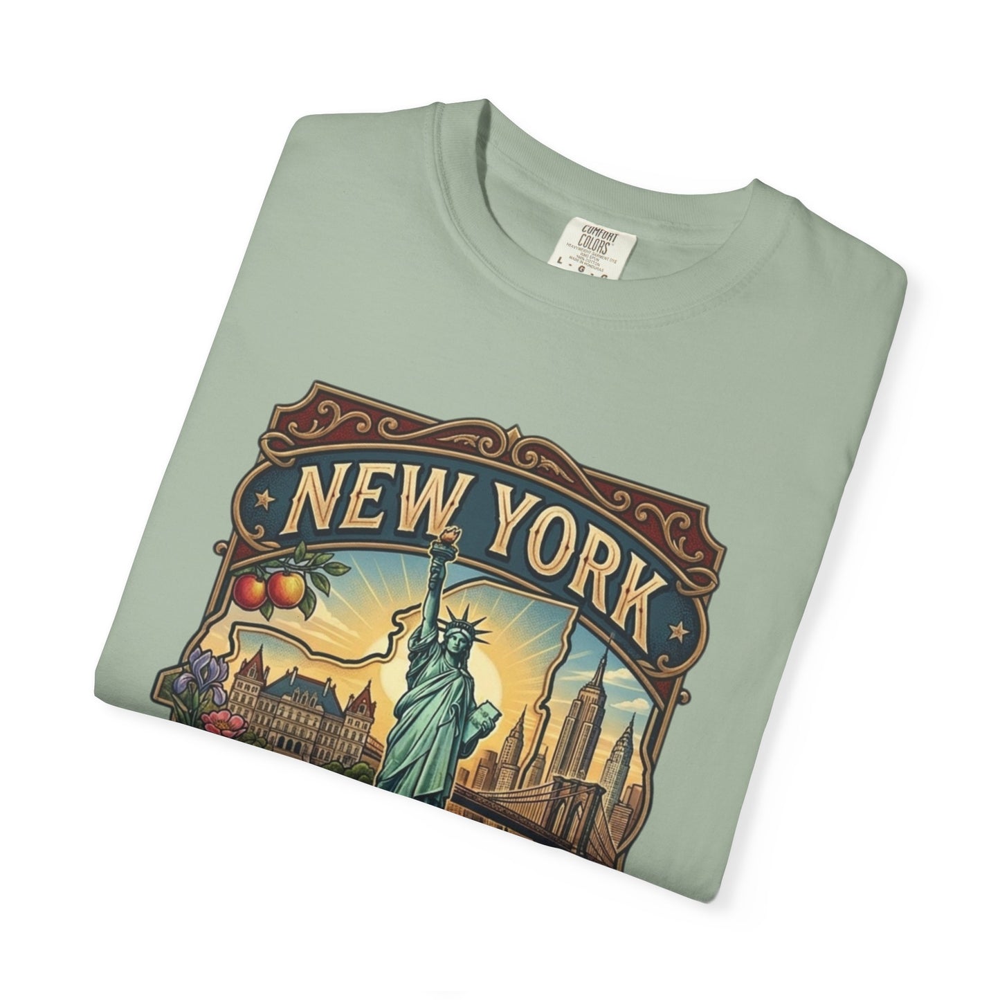New York Skyline Tee with Statue of Liberty — NYC Empire State T-shirt